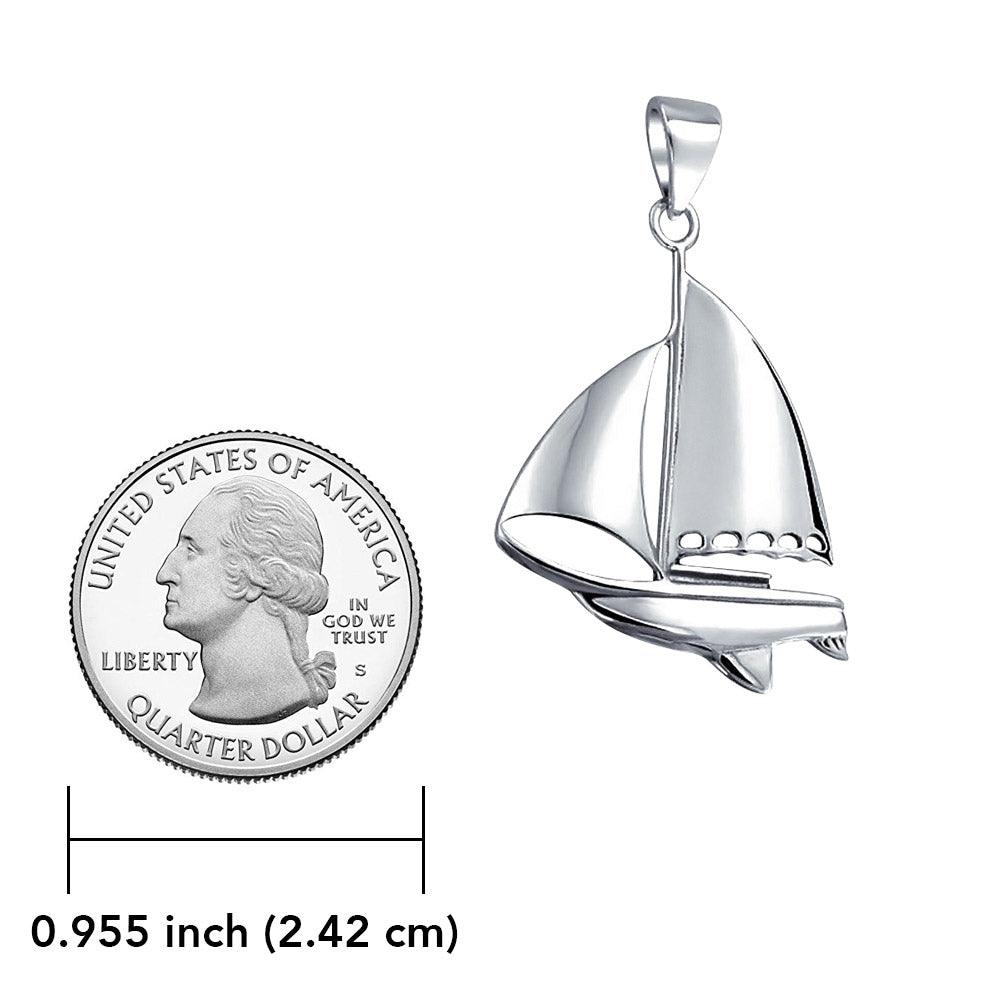 Sail Far with the Majestic Schooner Silver Pendant Chain and Earrings Box Set SET071 - Jewelry
