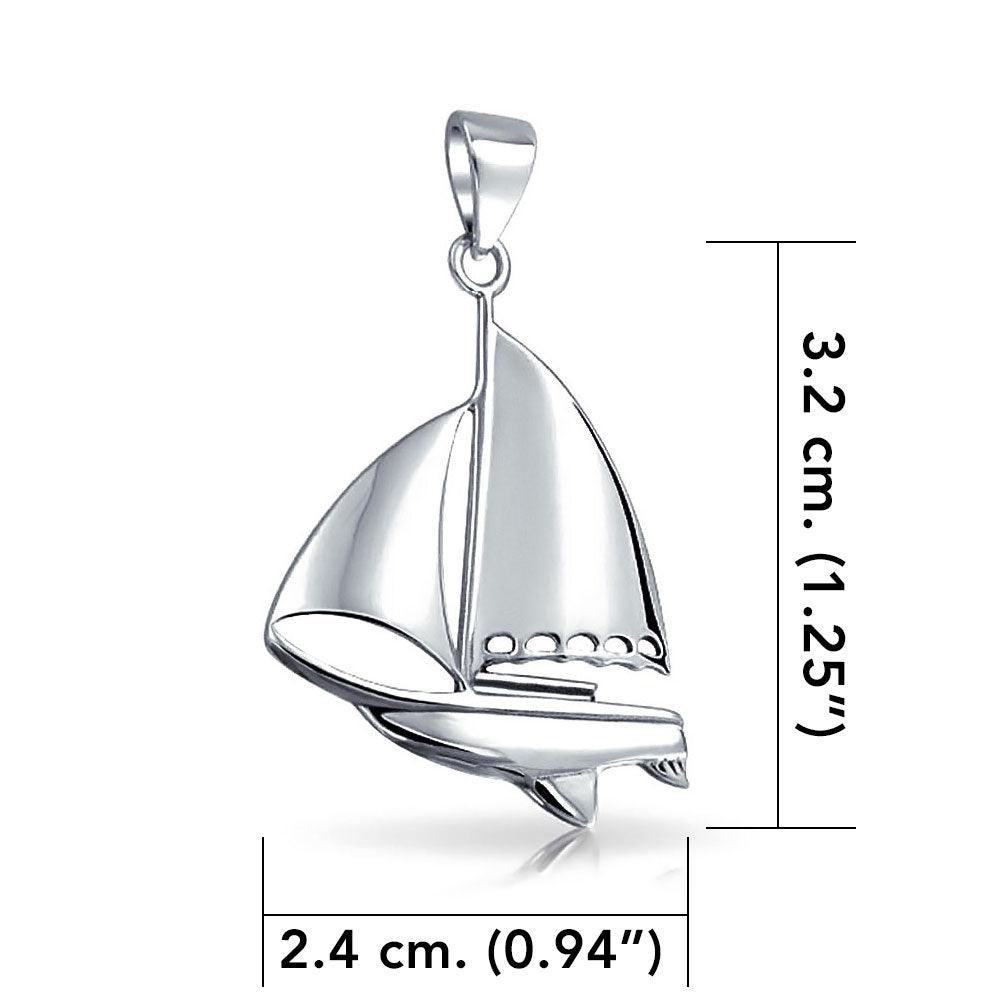 Enjoy sailing ~ Sterling Silver Sailboat Pendant Jewelry JP065 - Jewelry