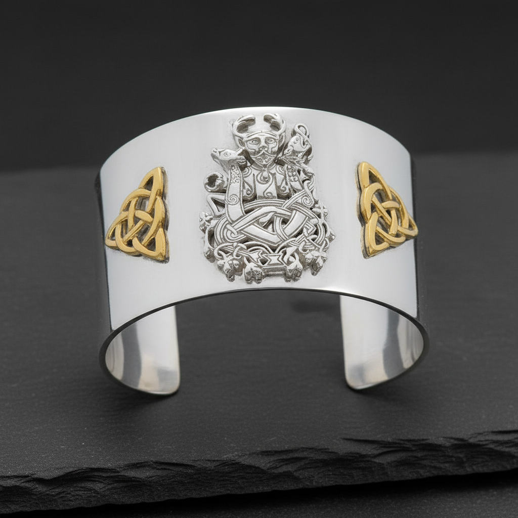 Cernunnos Silver and Gold Cuff Bracelet