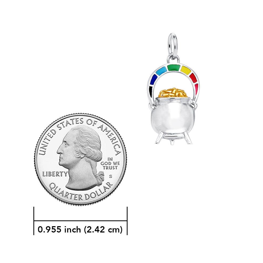 There’s magic in a rainbow pot of gold ~ Sterling Silver Goddess Danu Charm Jewelry with 14k Gold accent MCM153 - Jewelry