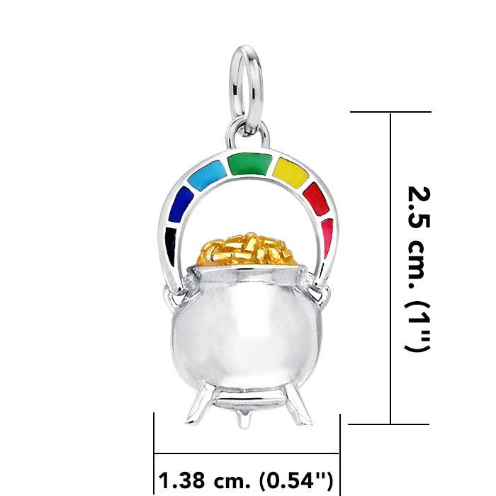 There’s magic in a rainbow pot of gold ~ Sterling Silver Goddess Danu Charm Jewelry with 14k Gold accent MCM153 - Jewelry