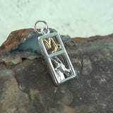 Capricorn Silver and 14k Gold accent Charm MCM292