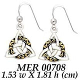 Celtic Knotwork Trinity Sterling Silver with 18K Gold Accent Earring MER708