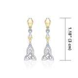 Celtic Trinity Knot Sterling Silver and 14K Gold Accent Post Earrings MER1678