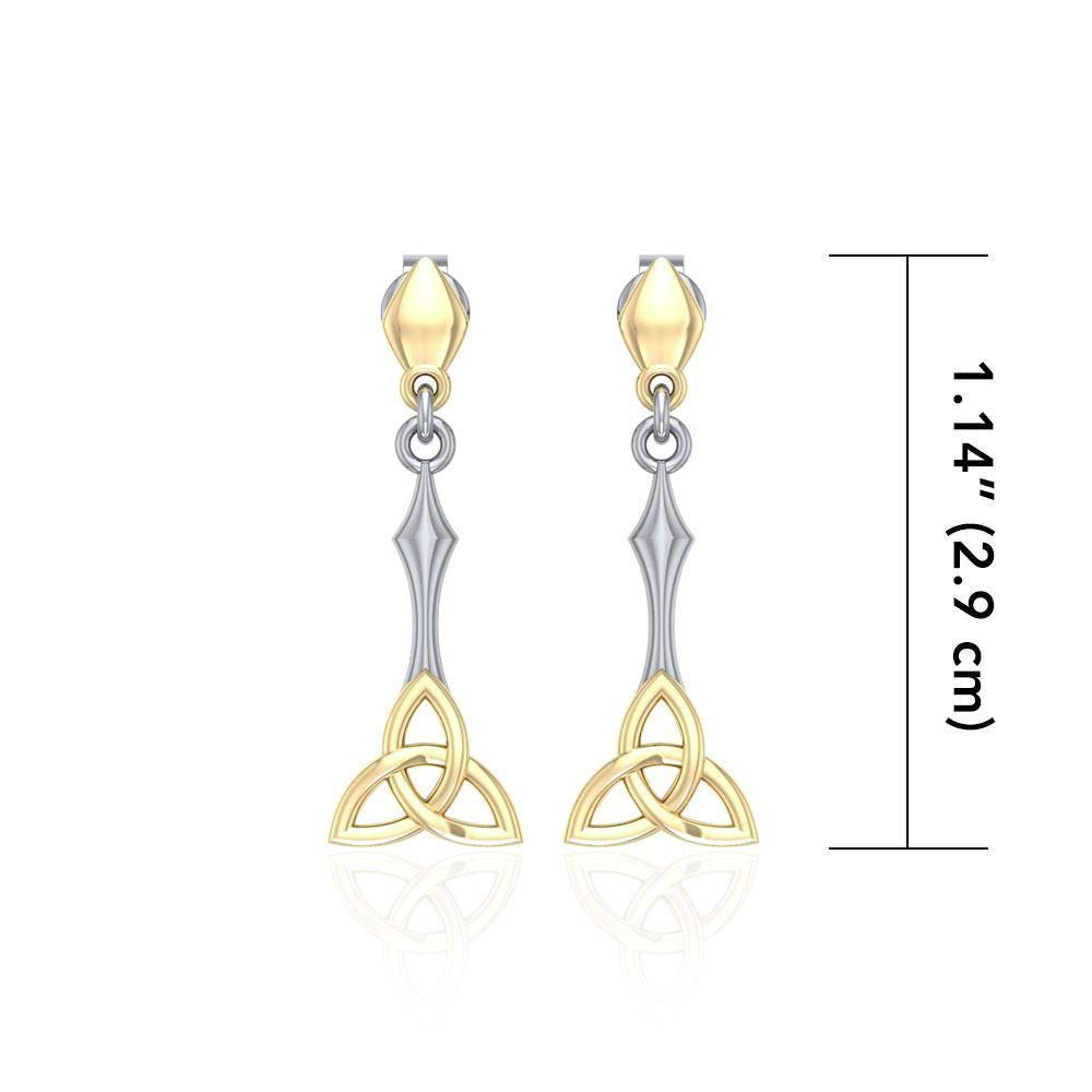 Celtic Trinity Knot Sterling Silver and 14K Gold Accent Post Earrings MER1679