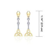 Celtic Trinity Knot Sterling Silver and 14K Gold Accent Post Earrings MER1679