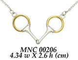 Eggbutt Snaffle Horse Bits Sterling Silver & 14K Gold Accent Necklace MNC206