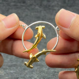 Quadruple Hammerhead Shark Sterling Silver and 14K Gold Accent Necklace MNC296