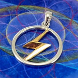 Zeus God Lightning Bolt Silver and Gold Large Pendant MPD5897