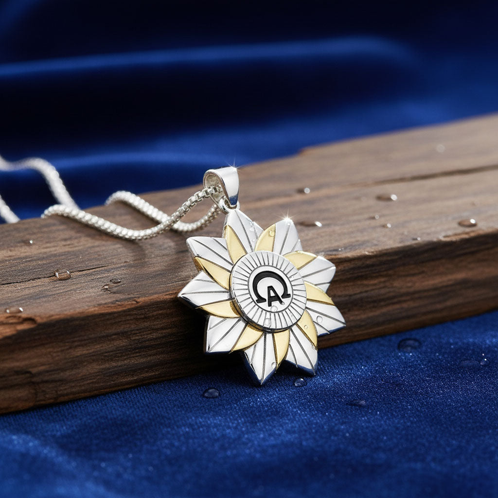 Alpha Omega Sterling Silver with 14K Gold Accent Pendant by Sibylle Grummes MPD1145