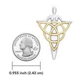 Celtic Danu Goddess Triquetra Silver with Gold Accent Pendant MPD1203 - Jewelry