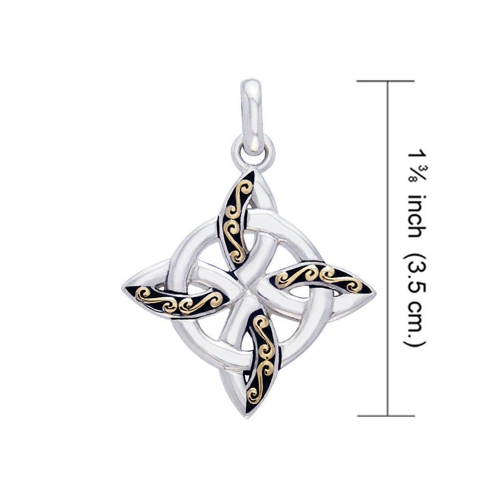 Celtic Four Point Knot silver with 18k gold accents Pendant MPD1807 - Jewelry