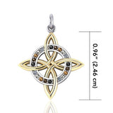 A beautiful interpretation of traditional Celtic ~ Celtic Four-Point Sterling Silver Jewelry Pendant with 18k Gold Plated MPD1809 - Jewelry