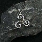 Streamlined artistic representation ~ Celtic Triquetra Sterling Silver 18K Gold Accent Pendant MPD1817