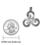 Celtic Triskele Silver and 18K Gold Accent Pendant MPD1818 - Jewelry
