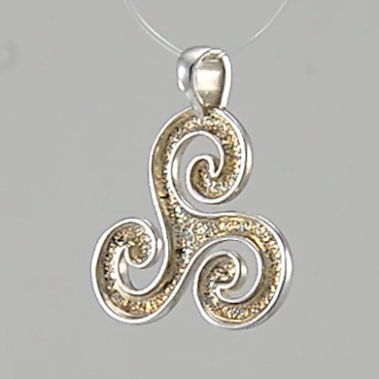 Celtic Triskele Sterling Silver and 18K Gold Accent Pendant MPD1818