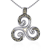 Celtic Triskele Sterling Silver and 18K Gold Accent Pendant MPD1818