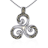 Celtic Triskele Sterling Silver and 18K Gold Accent Pendant MPD1818