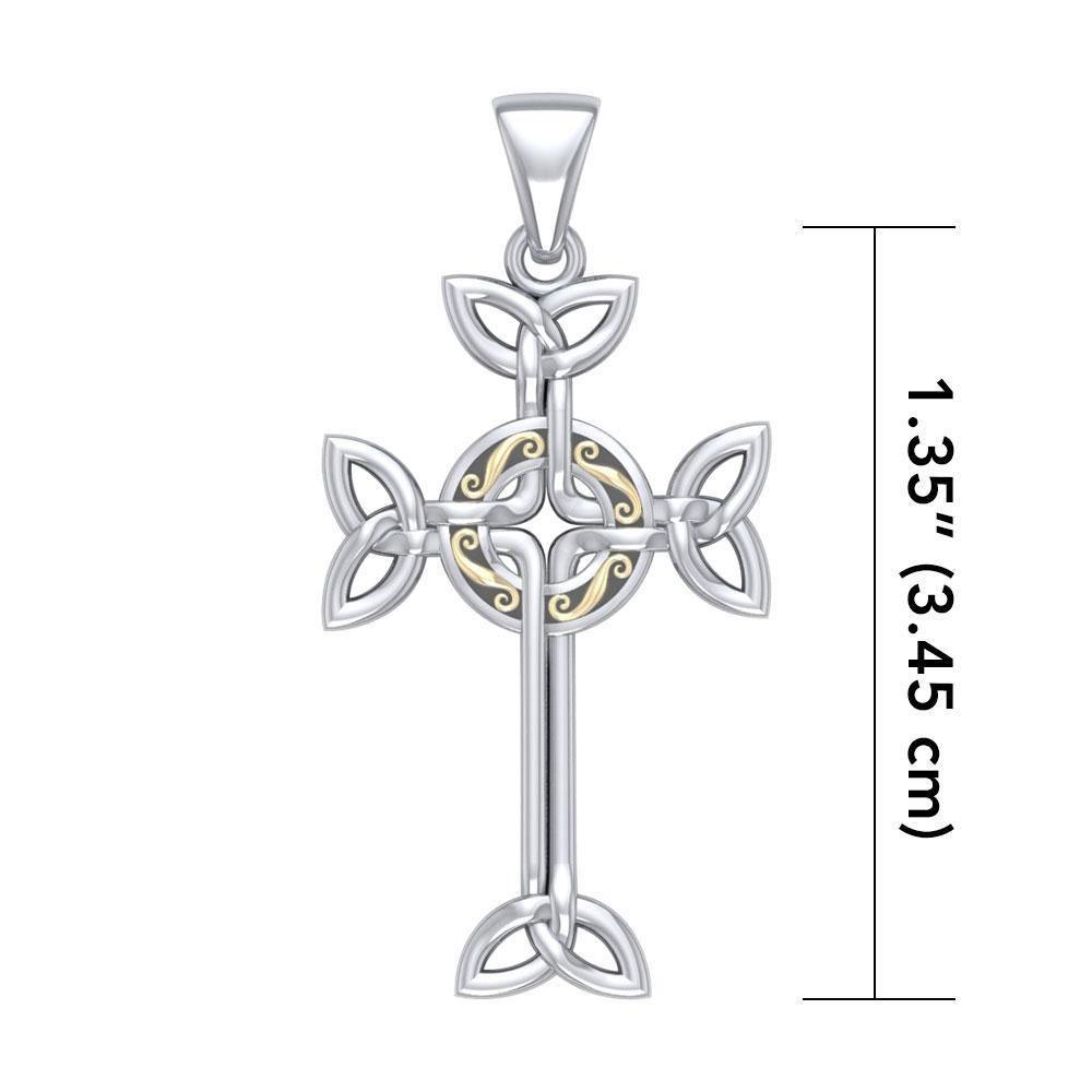 Celtic Cross Silver & 18K Gold Plated Pendant MPD1819 - Jewelry