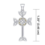 Celtic Cross Silver & 18K Gold Plated Pendant MPD1819 - Jewelry