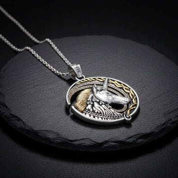 Dali-Inspired Fine Sterling Silver Jewelry Unicorn Pendant in 18K Gold Accent MPD2651