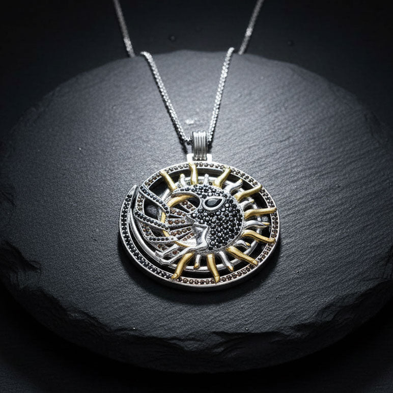 Walk in the Sun Path – Dali-Inspired Fine Sterling Silver Jewelry Pendant in 14K Gold Accent