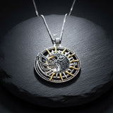 Walk in the Sun Path – Dali-Inspired Fine Sterling Silver Jewelry Pendant in 14K Gold Accent