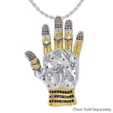 Energies of the Universe ~ Dali-inspired fine Sterling Silver Jewelry Pendant in 18k Gold accent MPD2656.