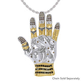 Energies of the Universe ~ Dali-inspired fine Sterling Silver Jewelry Pendant in 18k Gold accent MPD2656. - Jewelry