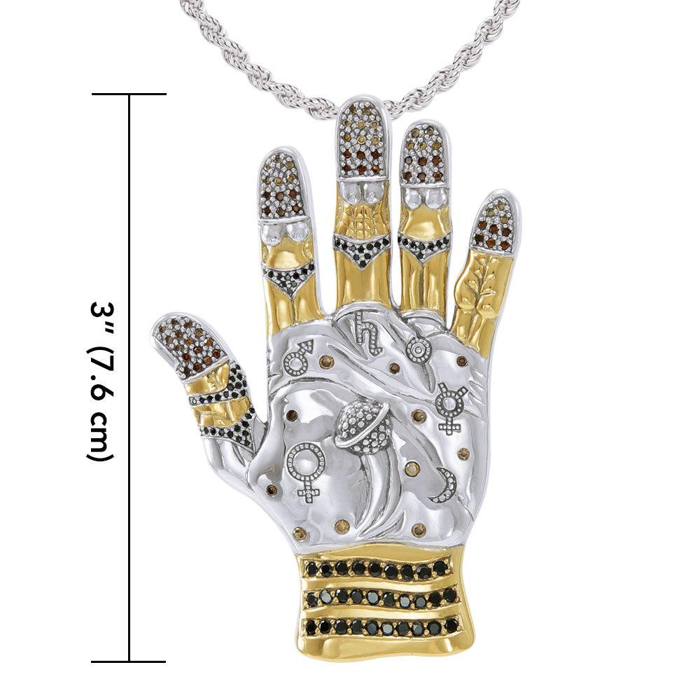 Energies of the Universe ~ Dali-inspired fine Sterling Silver Jewelry Pendant in 18k Gold accent MPD2656. - Jewelry