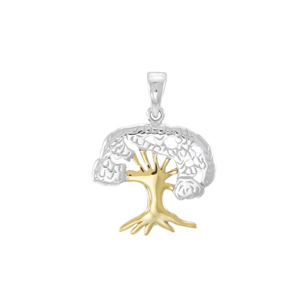 Tree of Life Silver with 14K gold Accents Pendant MPD3915 - Jewelry