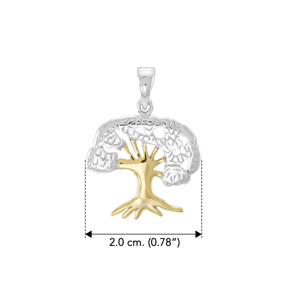 Tree of Life Silver with 14K gold Accents Pendant MPD3915 - Jewelry