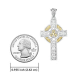 Celtic Cross Sterling Silver with 14K Gold Accent Pendant MPD3969 - Jewelry