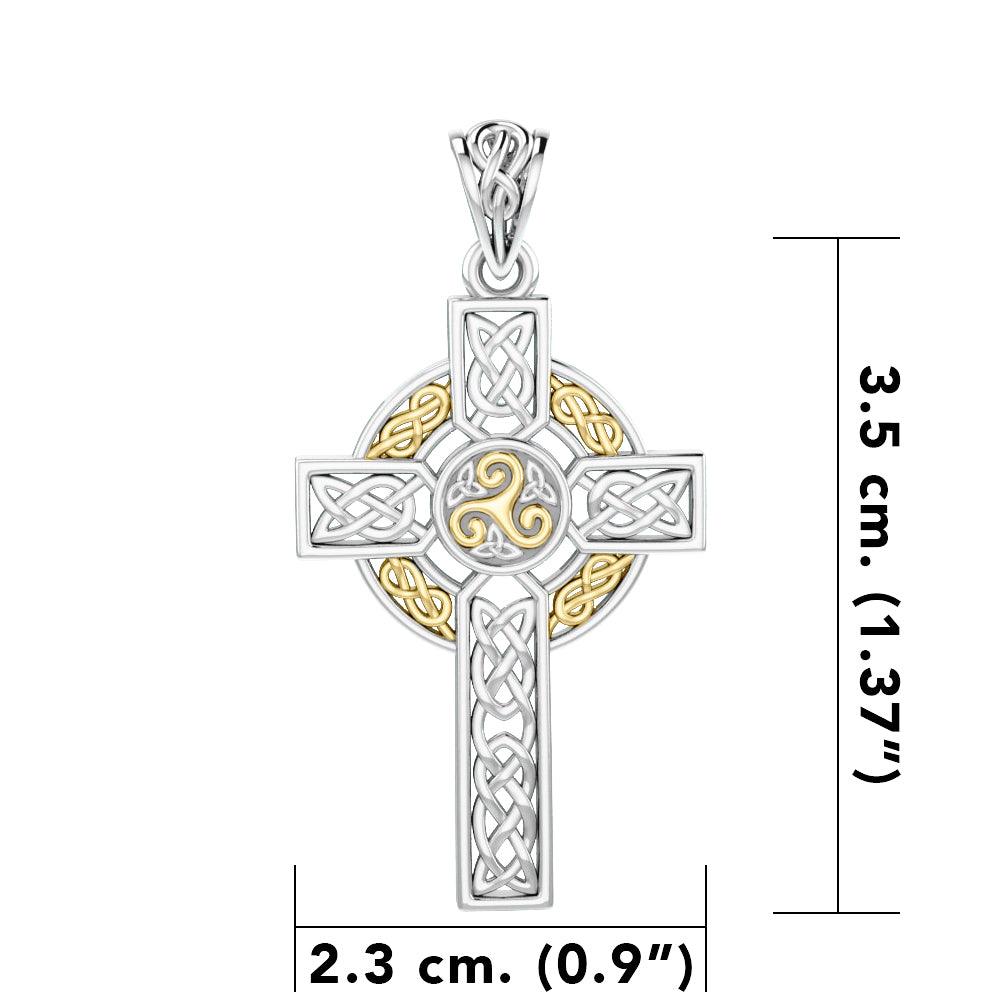 Celtic Cross Sterling Silver with 14K Gold Accent Pendant MPD3969 - Jewelry