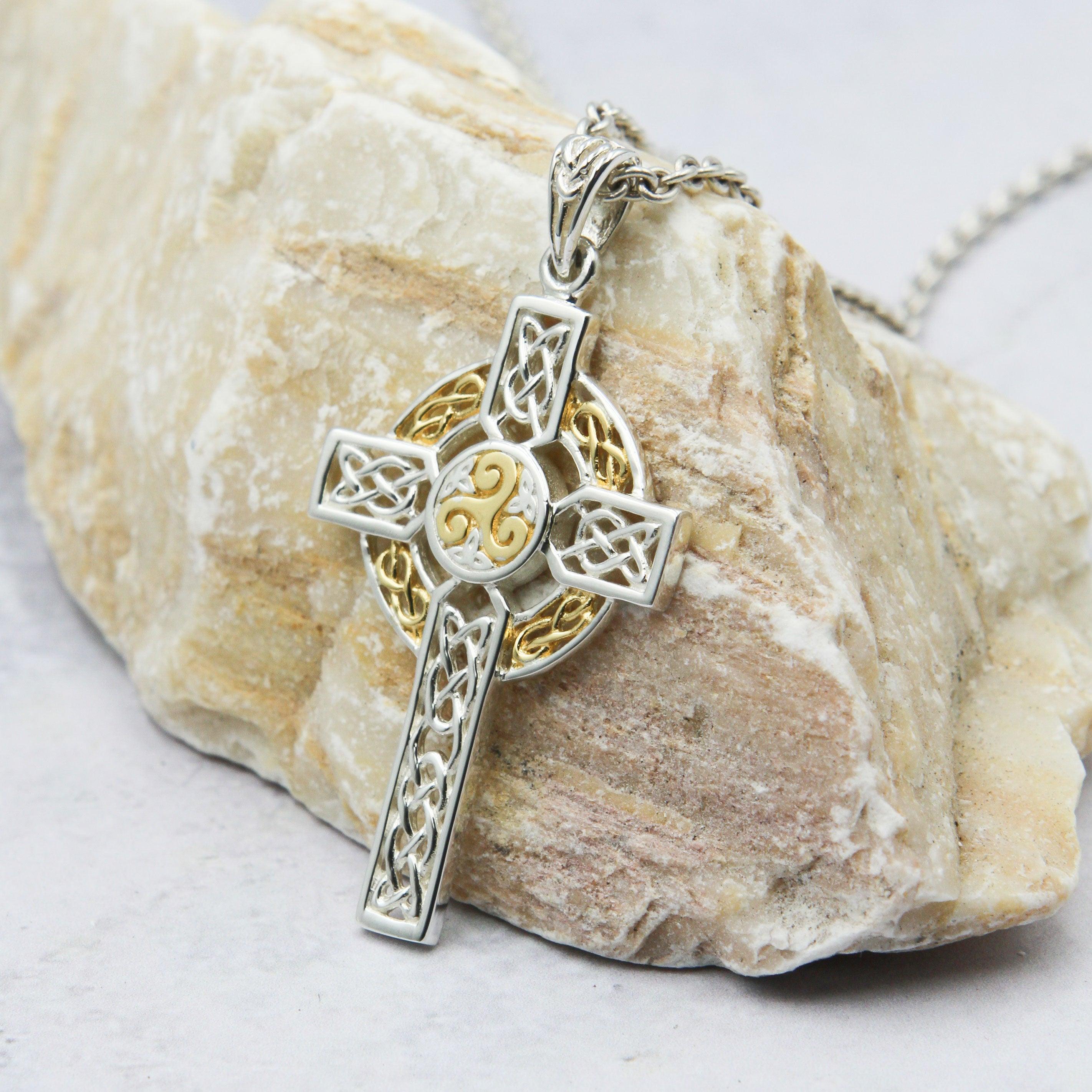 Celtic Cross Sterling Silver with 14K Gold Accent Pendant MPD3969 - Jewelry