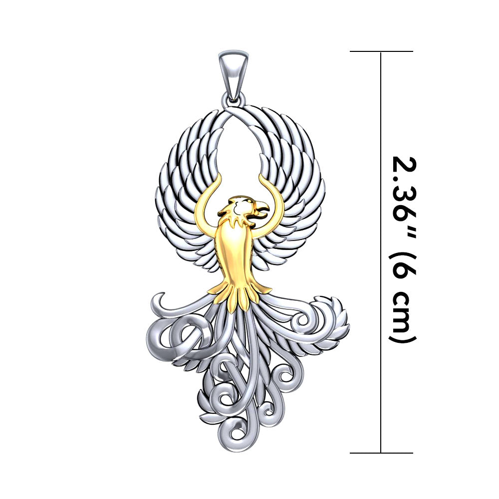 Majestic Phoenix Silver and 14K Gold Accent Pendant MPD5071