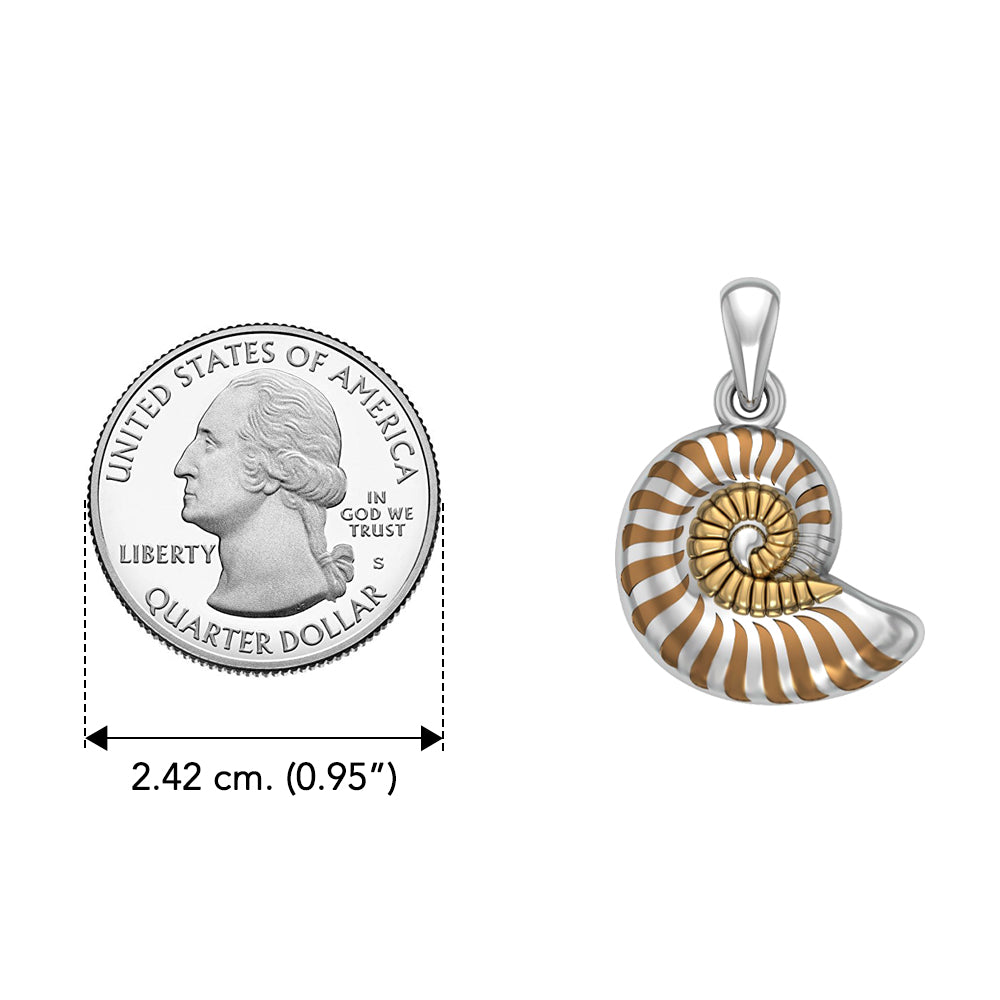 DiveSilver Nautilus Shell Sterling Silver with Gold Accent MPD6335