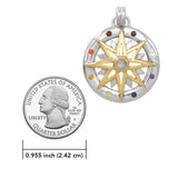 Compass Gemstone Sterling Silver and 18K Gold Accent Pendant MPD683