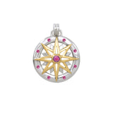 Compass Gemstone Sterling Silver and 18K Gold Accent Pendant MPD683