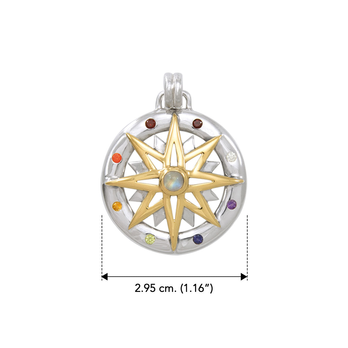 Compass Gemstone Sterling Silver and 18K Gold Accent Pendant MPD683