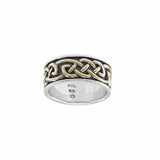 A marvelous vision of Celtic tradition ~ Celtic Knotwork Sterling Silver Ring with 14k Gold Accent MRI1205 - Jewelry