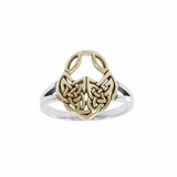 A celebration of the Celtic heritage ~ Celtic Knotwork Sterling Silver Ring with 14K Gold Accent MRI1588