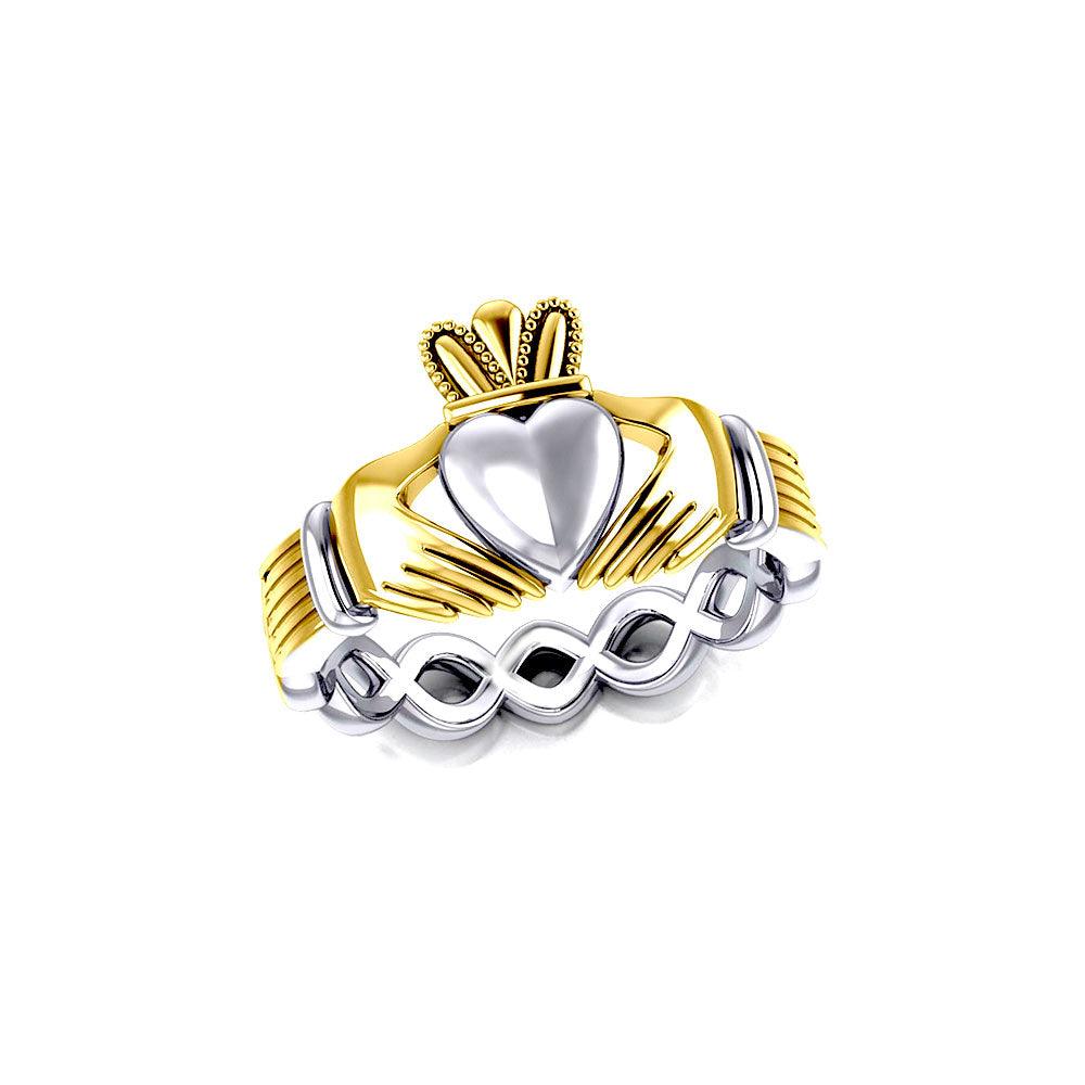 Infinity Claddagh Sterling Silver with Gold Accent Ring MRI1116 - Jewelry