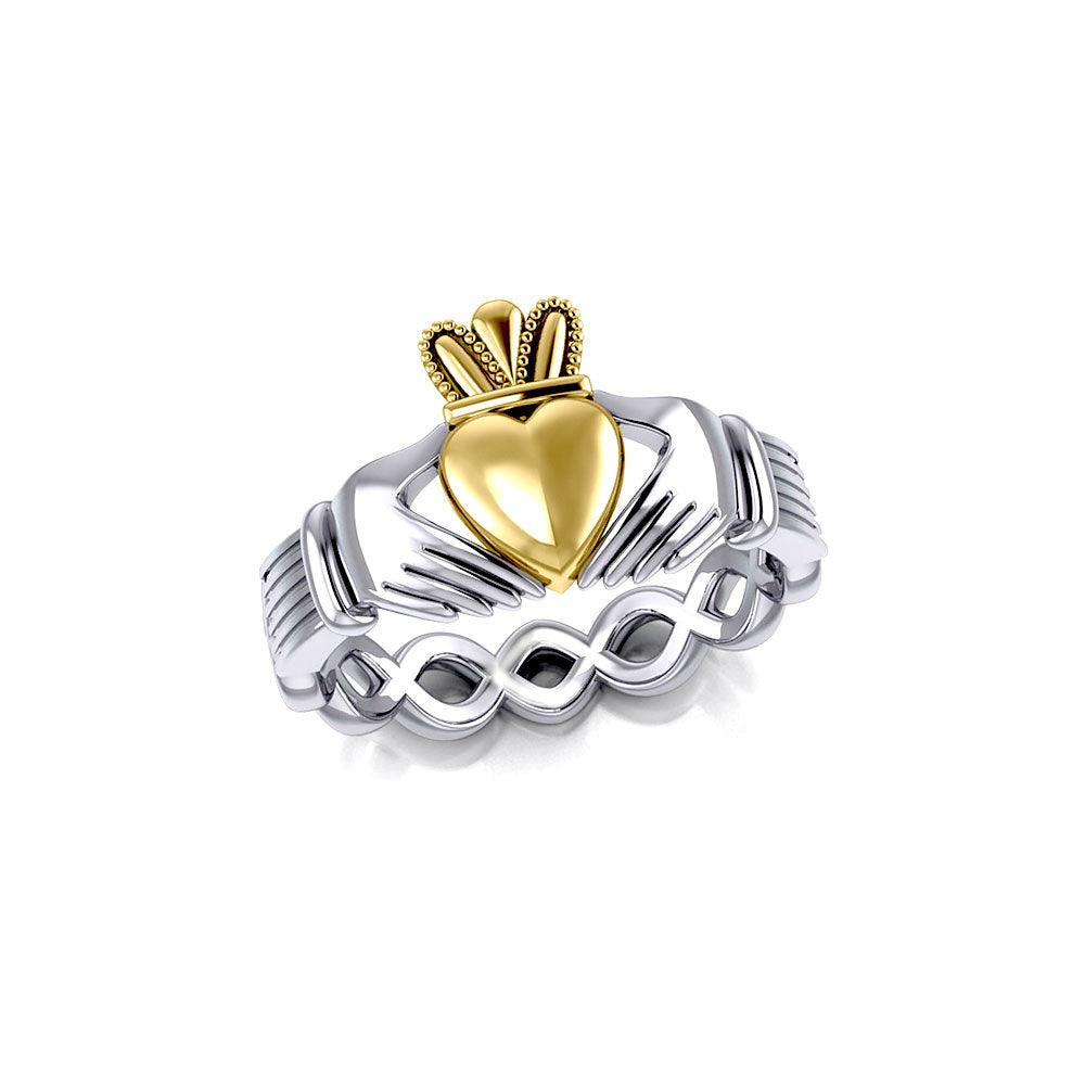 Infinity Claddagh Sterling Silver with Gold Accent Ring MRI1116 - Jewelry