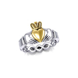 Infinity Claddagh Sterling Silver with 14K Gold Accent Ring MRI1116