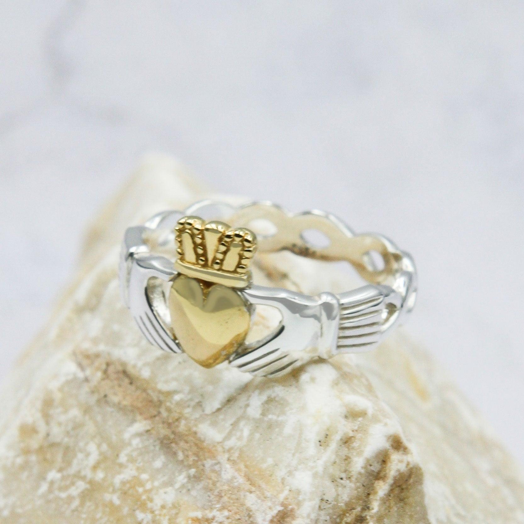 Infinity Claddagh Sterling Silver with Gold Accent Ring MRI1116 - Jewelry