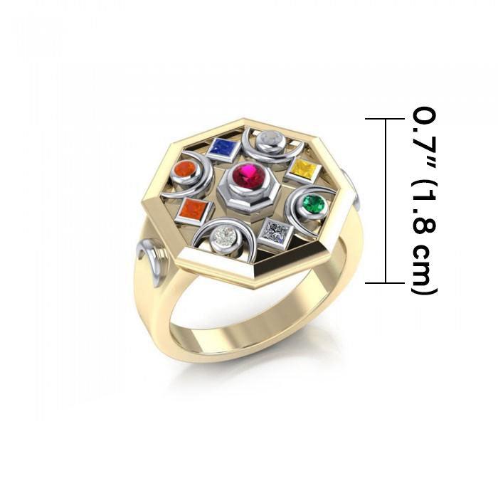 Chandra Moon Silver and Gold Accent Ring MRI1247 - Jewelry
