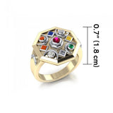 Chandra Moon Silver and Gold Accent Ring MRI1247 - Jewelry