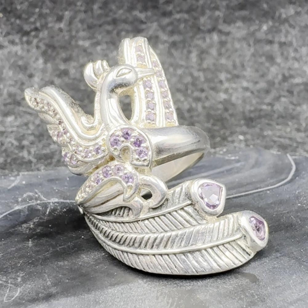 Mythical Phoenix arise! ~ Sterling Silver with 14K Gold Accent Ring With Gemstone MRI1741