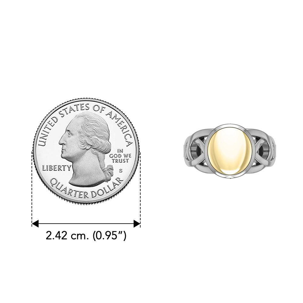 Danu Silver and Gold Accent Celtic Knotwork Ring MRI601 - Jewelry